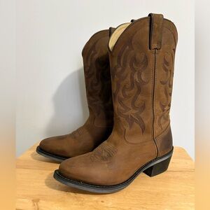 DURANGO DB922 Tan Leather Cowboy Western Boots Mens 12" Size 8EE Ponted Toe EUC